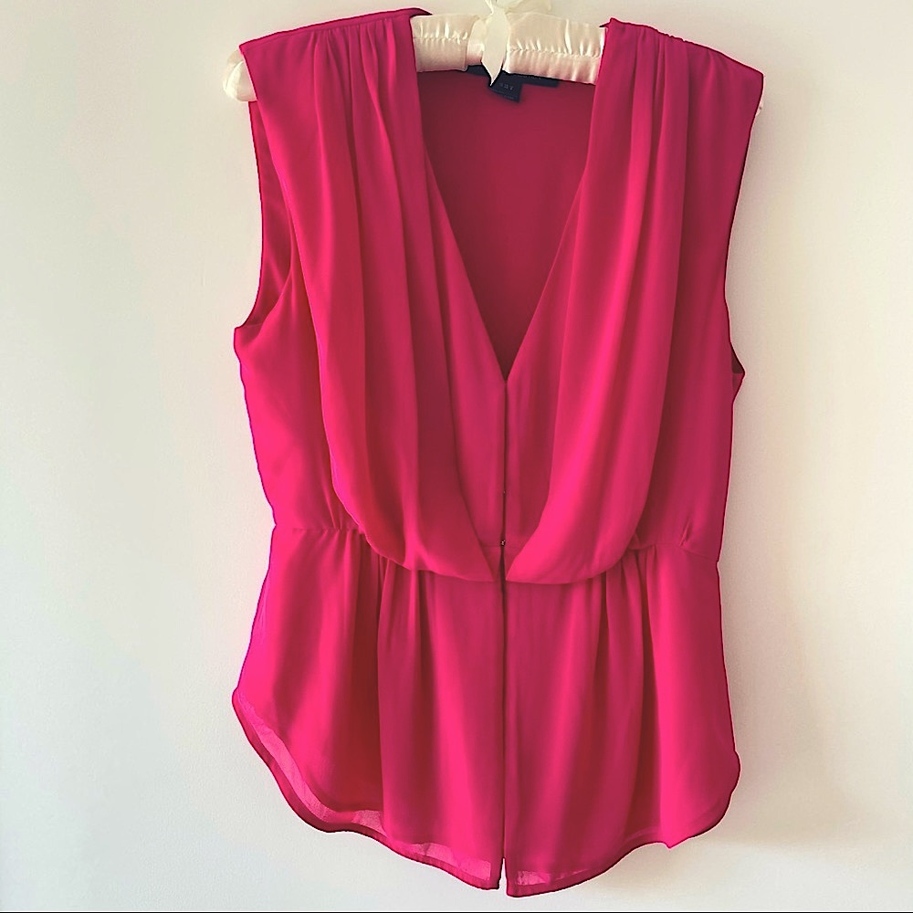French Connection magenta pink hooked blouse shirt with pleats
